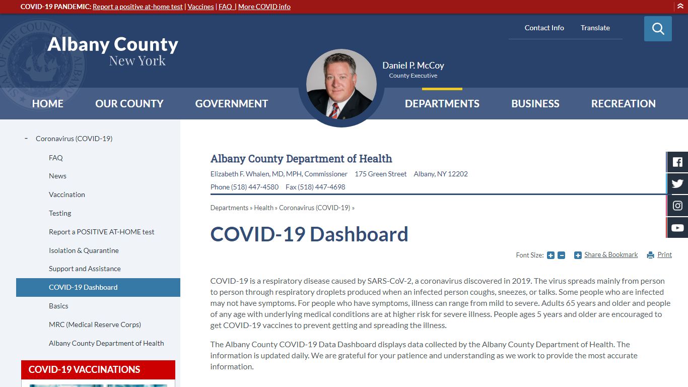 COVID-19 Dashboard | Albany County, NY